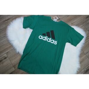 NWT Rare ADIDAS 90s Vintage Cotton Green Spell Out Men Small T-shirt - Made USA